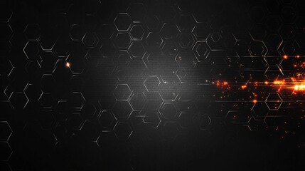 A futuristic black hexagonal technology design, with soft fading at the edges, suited for gaming companies or modern web banners.