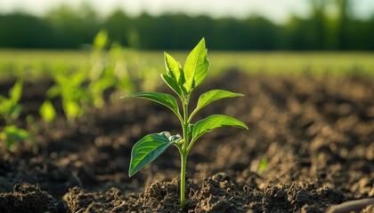Young Withania plant thriving in fertile countryside field during sunlight hours