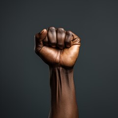 African-American man's fist in the air. Generative AI