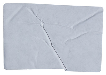 White adhesive glued paper sticker label with transparent background cut out design element
