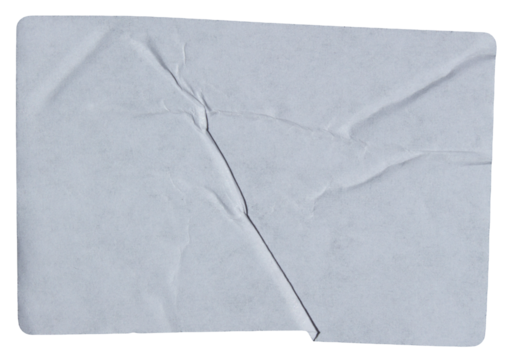 White adhesive glued paper sticker label with transparent background cut out design element