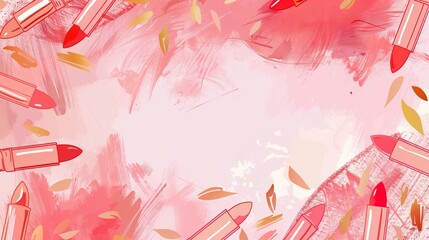 Make up lipstick mock up cosmetics wallpaper background