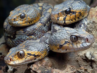 Fototapeta premium Close-Up of a Venomous Snake with Striking Eyes