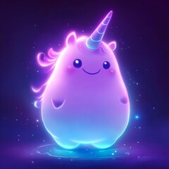 Fototapeta premium luminous chubby unicorn in neon glows