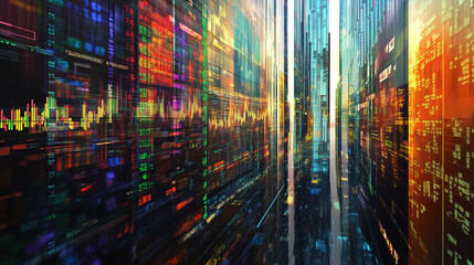 Obraz premium Stock market selloff visualized by falling stock prices across multiple sectors and indices on digital trading platforms