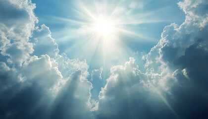 Celestial sky illuminated by an aura, suggesting a divine presence at midday