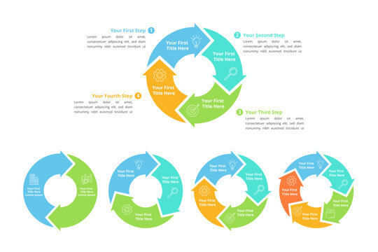 Cycle Infographic Elements with Multiple Step and Editable Text for Business Presentation, Poster, Banner and Booklet.