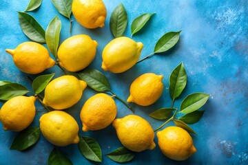 Vibrant still life of fresh lemons on rustic background
