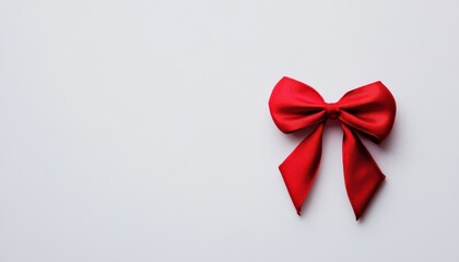 A vibrant red bow placed on a clean white background, perfect for holiday decorations
