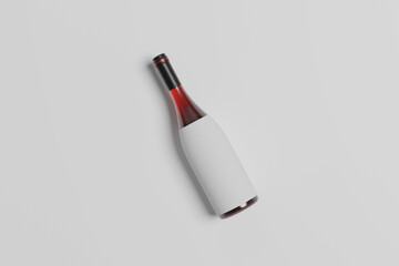 Bottle of tasty red wine on white background, space for text