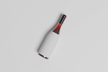 Bottle of tasty red wine on white background, space for text