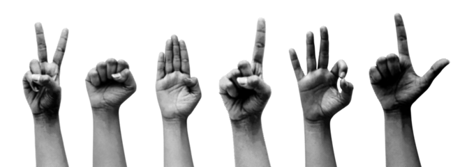 Set of hand gesture in Retro halftone style