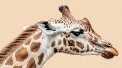Fototapeta premium Close-up of a Giraffe's Head with Brown and White Spots