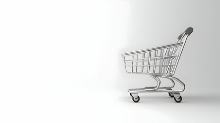 3D Plain Background with Shopping Cart Icon and Floating Cyber Monday Price Tags - Minimalist Design Highlighting Discounts and the Shopping Experience
