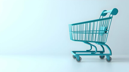 3D Minimalist Background with Shopping Cart Icon and Floating Cyber Monday Price Tags - Simple Yet Dynamic Scene Highlighting Discounts and Shopping Experience