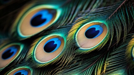 Fototapeta premium Close-up of a Peacock's Feathers Showing the Eye Patterns