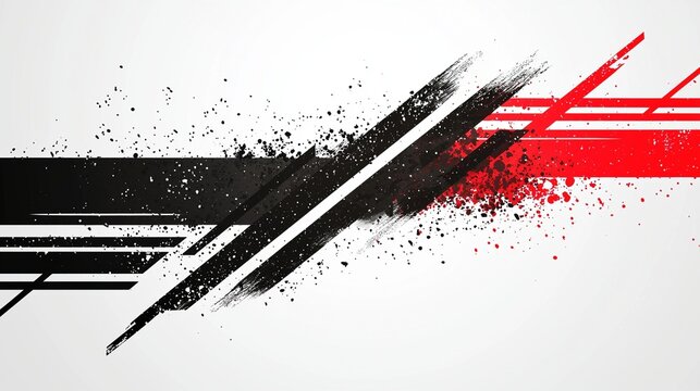 A corporate header banner featuring tech-inspired red stripes set against an abstract grey grunge background, rendered in a geometric vector style.