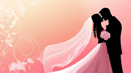 Romantic wedding .Bride and groom design vector image