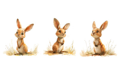 Forest animal, cute rabbit, watercolor, vector illustration.