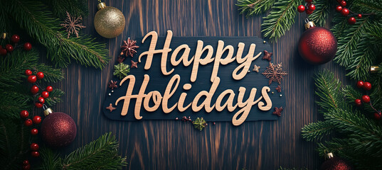 A black sign with the words Happy Holidays written on it