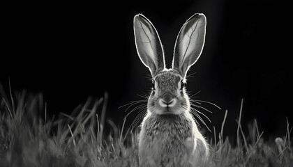 A Black-tailed Jack Rabbit curiously gazing at the photographer