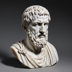 Obraz premium Marble bust of an ancient male philosopher with beard and curled hair. Stoicism