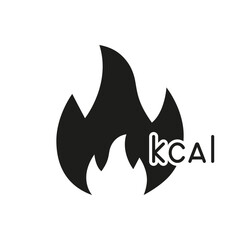 Flame With Kcal Silhouette Icon, Calorie Burning And Weight Management. Fitness Goals Symbol. Isolated Vector Illustration