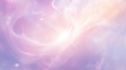 Obraz premium A soft pastel nebula with gentle swirls of lavender and peach, featuring a luminous silver star at its heart, embodying a peaceful and secure data center.
