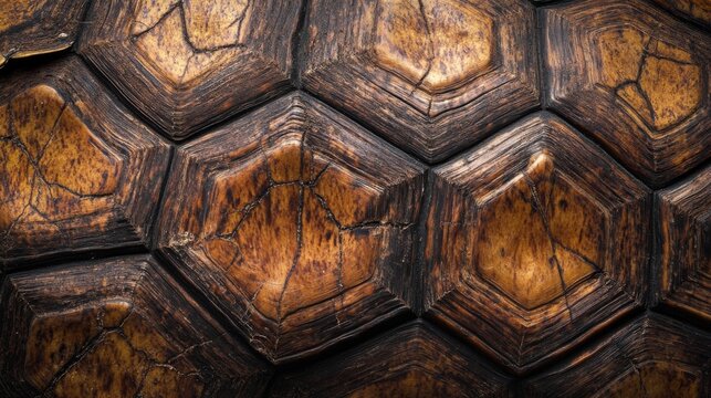 Close-up of a Turtle Shell's Patterned Texture