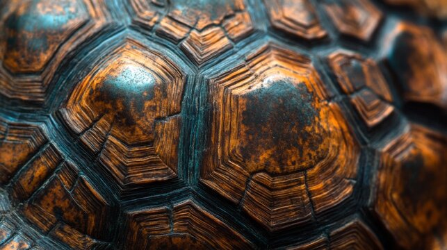 Close-up of a Turtle Shell's Textured Pattern