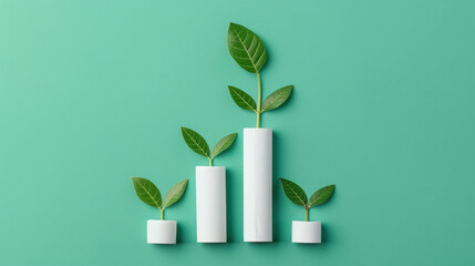 Growing plants in white vases symbolize progress and sustainability, showcasing importance of nurturing nature for greener future