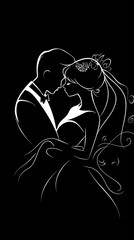 Romantic wedding .Bride and groom design vector image