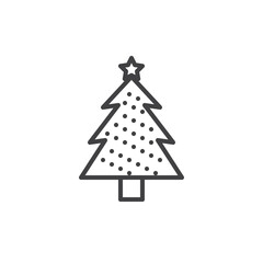 Christmas Tree with Star line icon