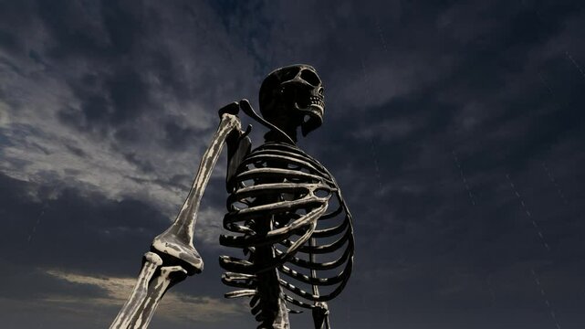 Standing Human Skeleton Horror Scene