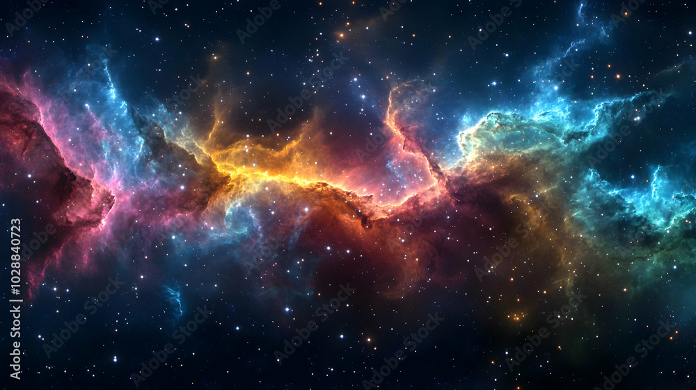 Canvas Prints A vibrant cosmic nebula showcasing colorful gas and stars.