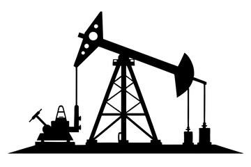 Oil rig silhouette vector | vector silhouette illustration on white background