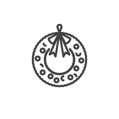 Christmas Wreath line icon
