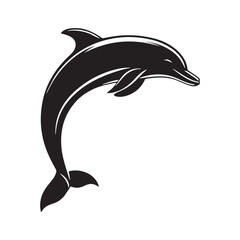 Obraz premium Dolphin jump out silhouette vector illustration.
