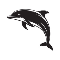 Dolphin jump out silhouette vector illustration.