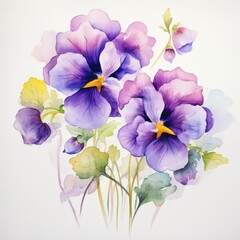 Vibrant Watercolor Pansy Floral Arrangement