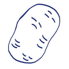 Potato sketch. Fresh vegetable. Vector illustration. Hand drawn icon. Healthy food. Vegetarian product. Blue pen or marker drawing. Primitive kids picture