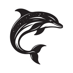 Obraz premium Dolphin jump out silhouette vector illustration.