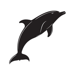 Dolphin jump out silhouette vector illustration.
