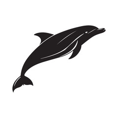 Dolphin jump out silhouette vector illustration.