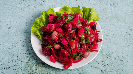 Vinegret salad plate top view