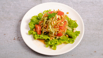 Noodles and vegetables salad plate 