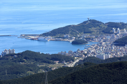 Aerial view of Wando Port near Wando-gun, Korea