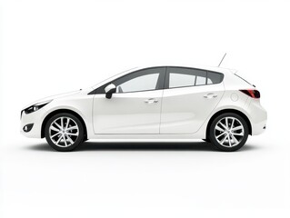 Fototapeta premium sleek white hatchback car isolated against a clean white background, showcasing modern design and versatility, perfect for urban commuting and lifestyle