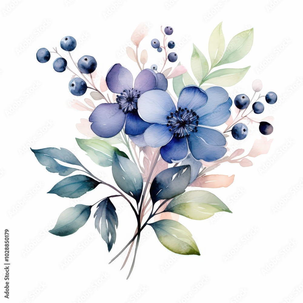 Wall mural Elegant Blue Floral Arrangement Design