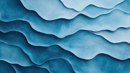 Obraz premium Abstract layered texture in soft blue tones, resembling flowing waves or ripples, creating a calming and fluid composition.